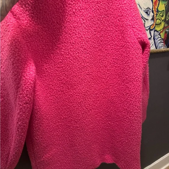 Anthropolgie NWT NVLT Textured Pink Boucle Coat Wool Blend Oversized Winter Sz L - Picture 5 of 7